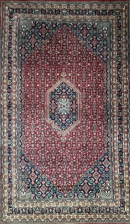 6’x9’ Fine Hand-Knotted Wool IndoBidjar Persian Rug 6x9 Burgundy All-Over Handmade Carpet