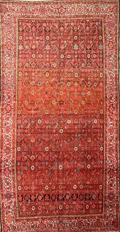 8’x15’4” Antique Hand-Knotted Very Fine Wool Persian Malayer Area Rug