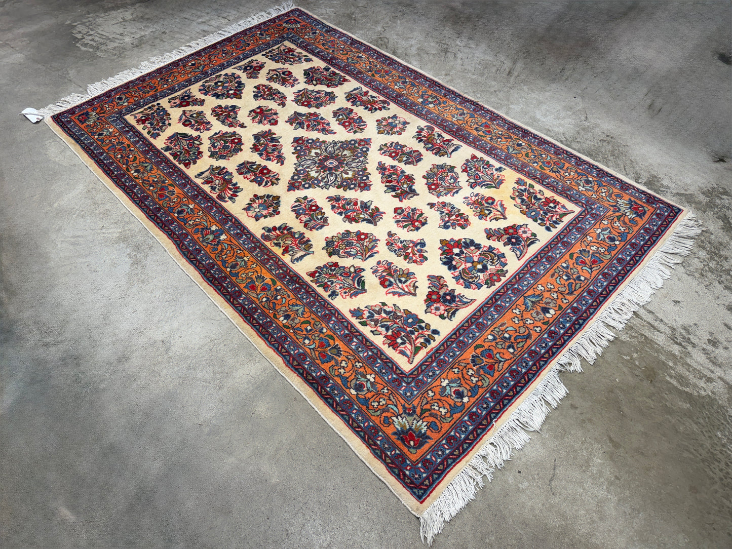 Hand-Knotted Persian Sarouk Rug - 4’3”x6’7”