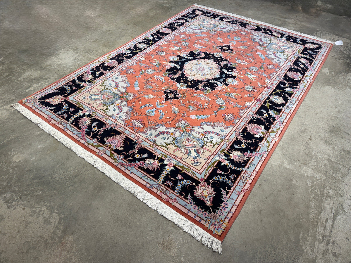 Hand-Knotted 60 Raj Persian Tabriz Rug - 6’7”x9’6”