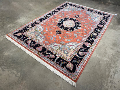 Hand-Knotted 60 Raj Persian Tabriz Rug - 6’7”x9’6”