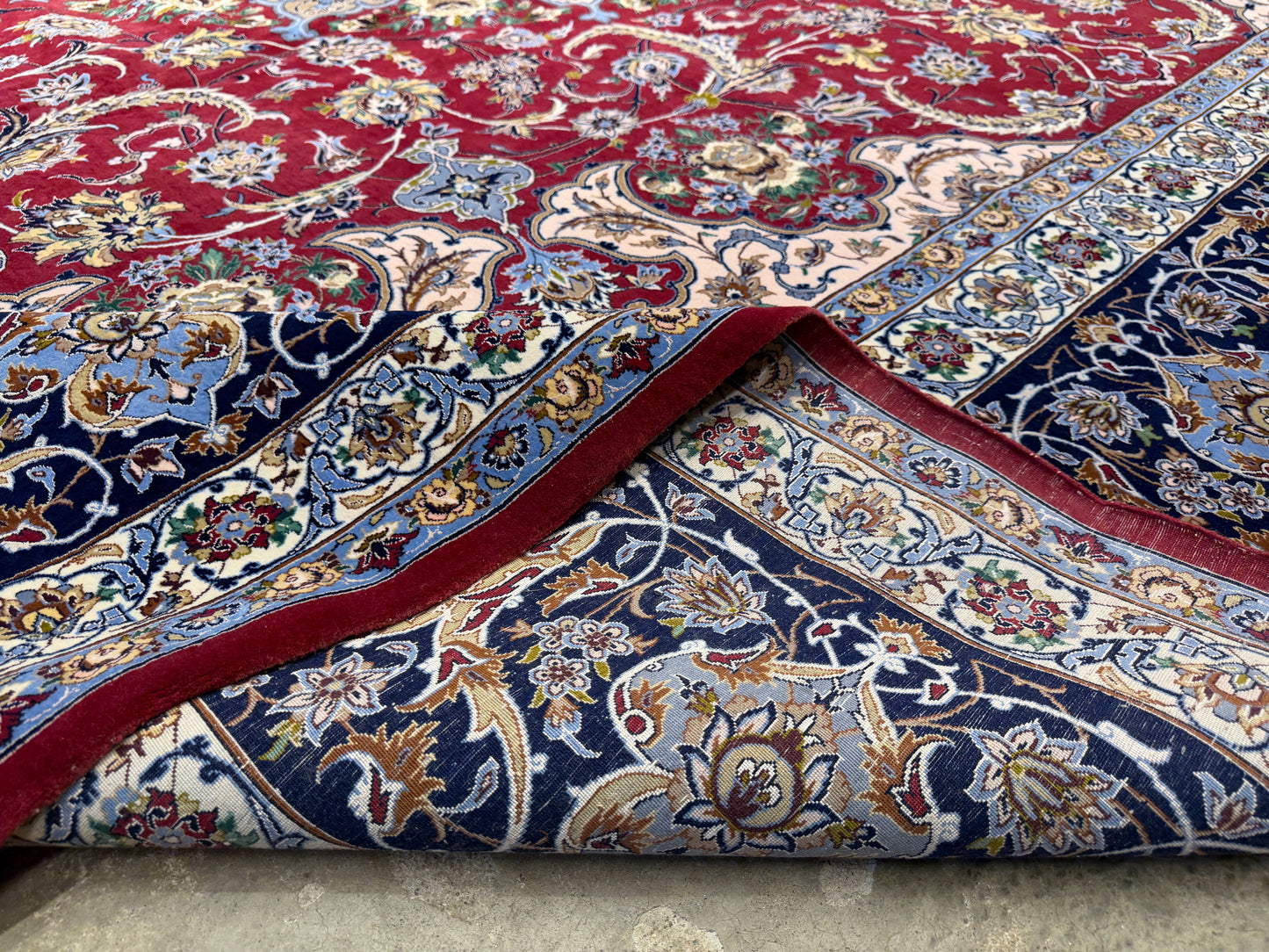 13’x16’10” Hand-Knotted Persian Isfahan Signed Asachi Area Rug