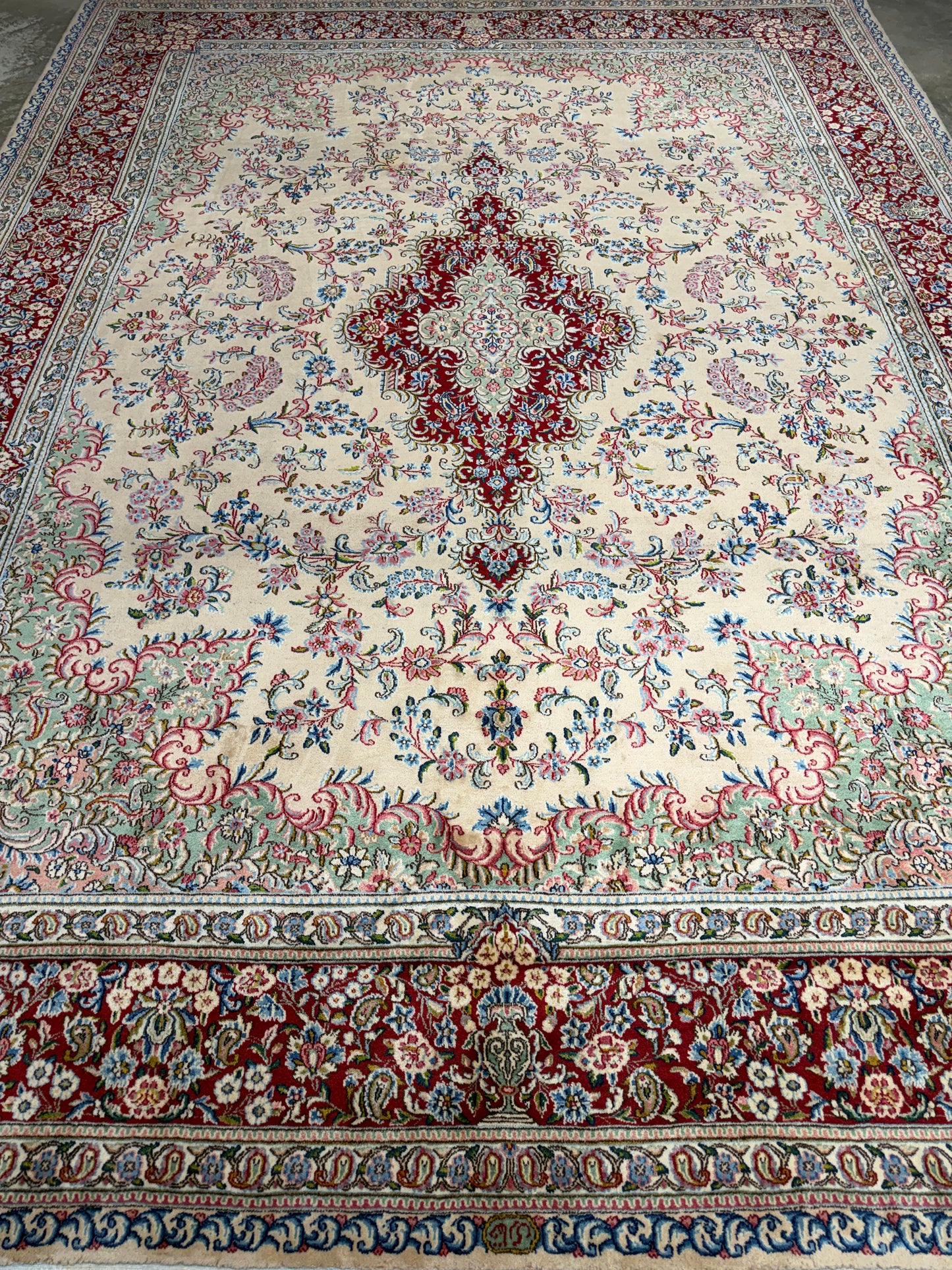 10’2”x13’9” Hand-Knotted Persian Kerman Signed Area Rug