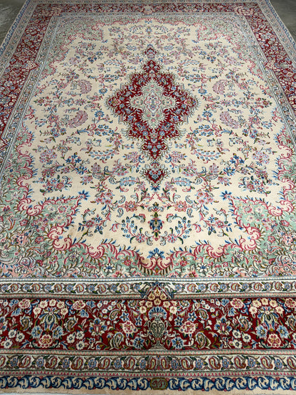 10’2”x13’9” Hand-Knotted Persian Kerman Signed Area Rug