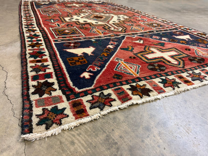 Hand-Knotted Persian Hamadan Rug - 4'6"x6'9"