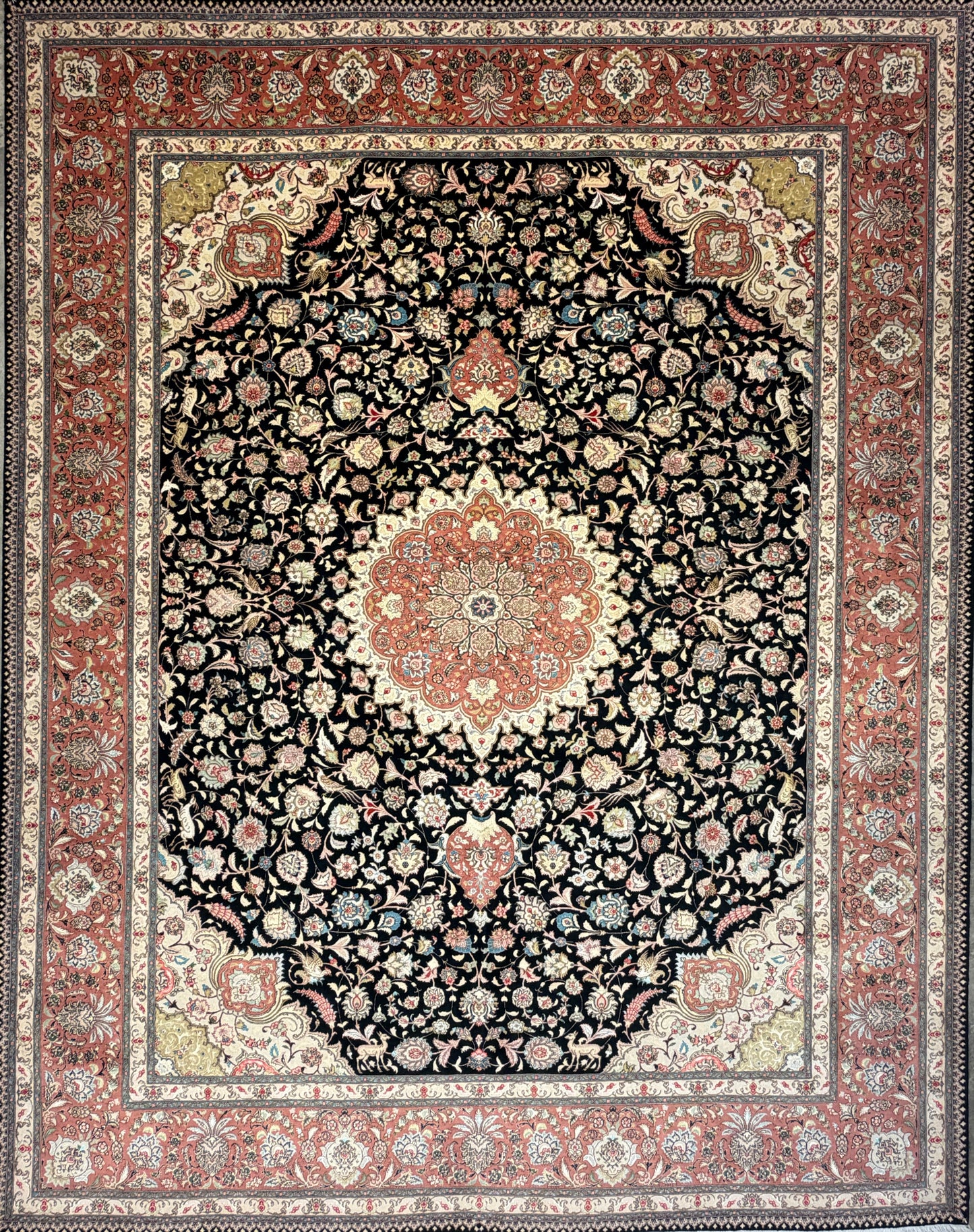 Hand-Knotted 60 Raj Persian Tabriz Rug - 10’x12’9”