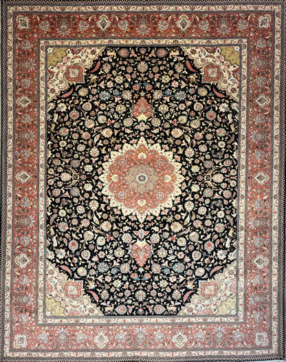 Hand-Knotted 60 Raj Persian Tabriz Rug - 10’x12’9”