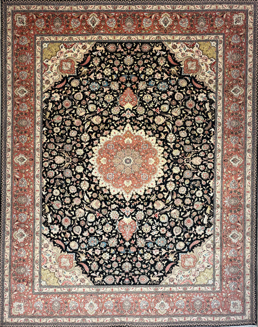 Hand-Knotted 60 Raj Persian Tabriz Rug - 10’x12’9”