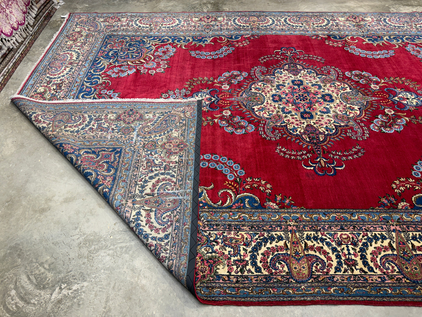 9’11”x15’4” Antique Hand-Knotted Persian Ravar Kerman Area Rug