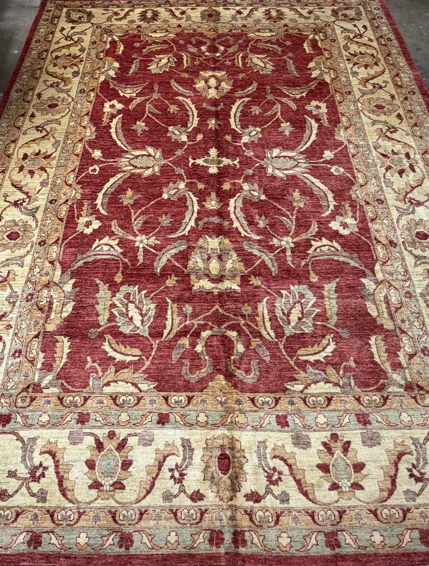 10’9”x14’6” Hand-Knotted Wool Agra Rug Handmade All-over Area Carpet