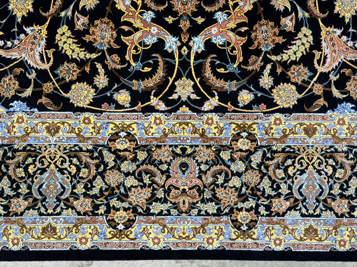 Luxurious Hand-Knotted 100% Silk Persian Qum Rug - Signed Ahmadi - 6'6"x10'