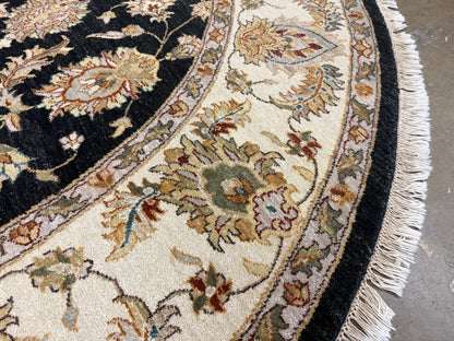 8’ Diameter Hand-Knotted Wool Indian Round Oriental Rug - 8x8 Handmade Carpet