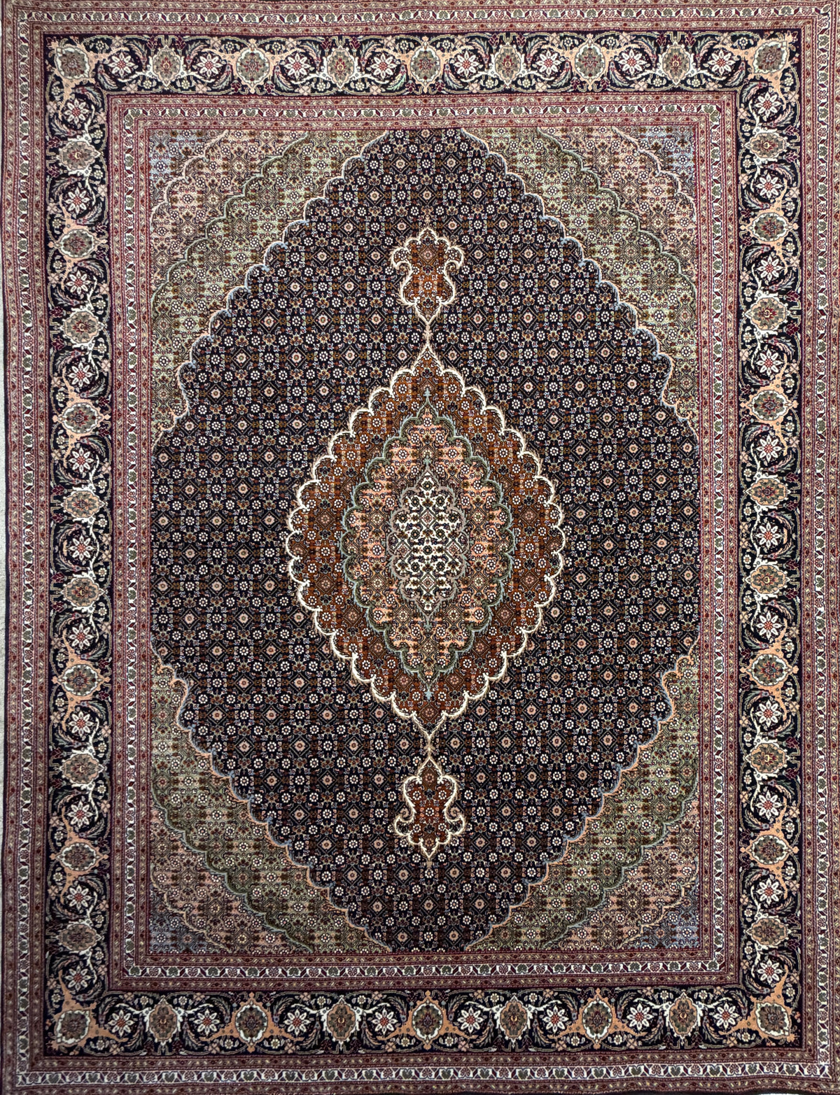 Hand-Knotted Persian Tabriz Mahi Rug - 5'x6'7"
