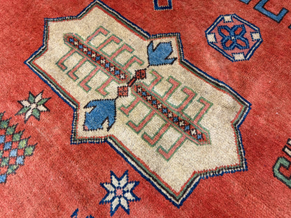 8’10”x11’ Hand-Knotted Wool Kazak Area Rug