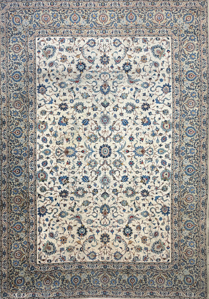 9’6”x12’6” Hand-Knotted Persian Kashan Area Rug