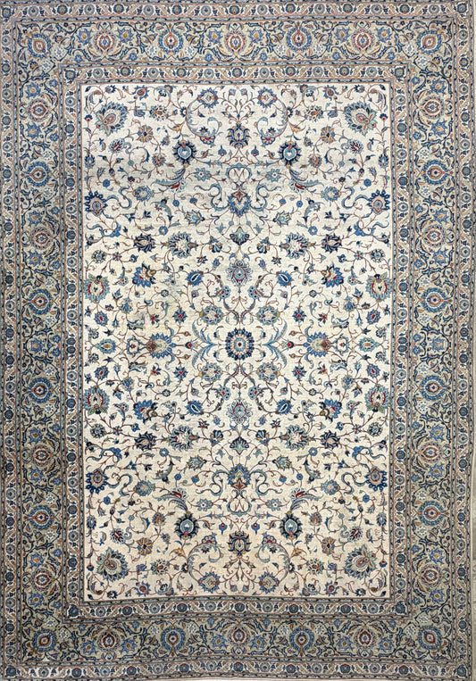 9’6”x12’6” Hand-Knotted Persian Kashan Area Rug