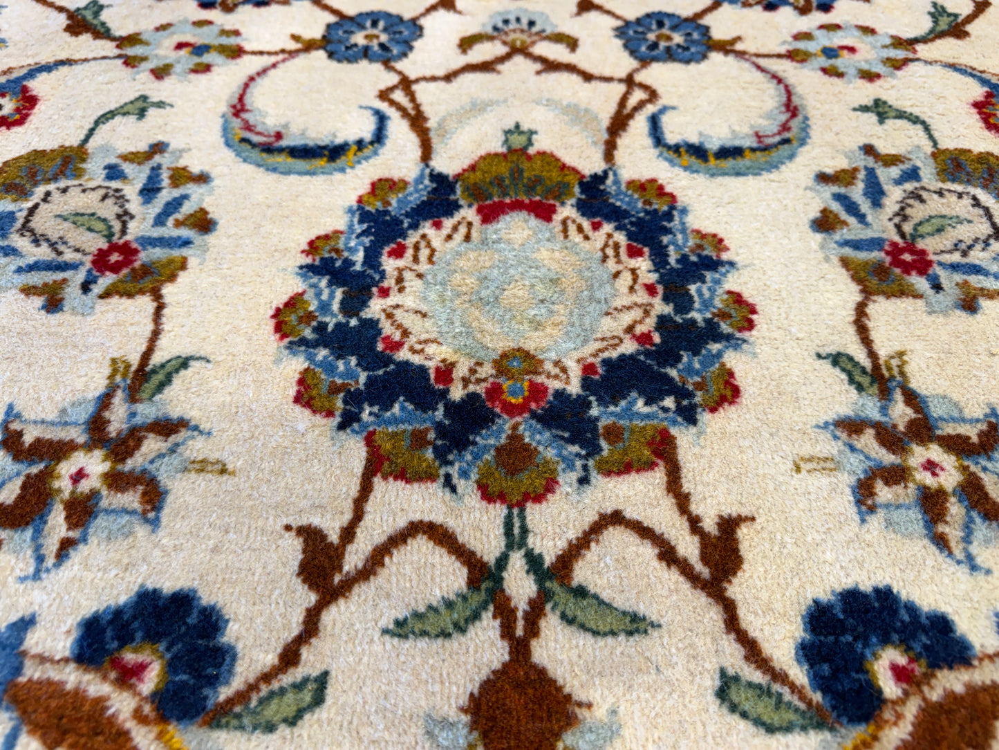 9’9”x13’1” Antique Hand-Knotted Persian Kashan All-over Signed Sanaee Area Rug