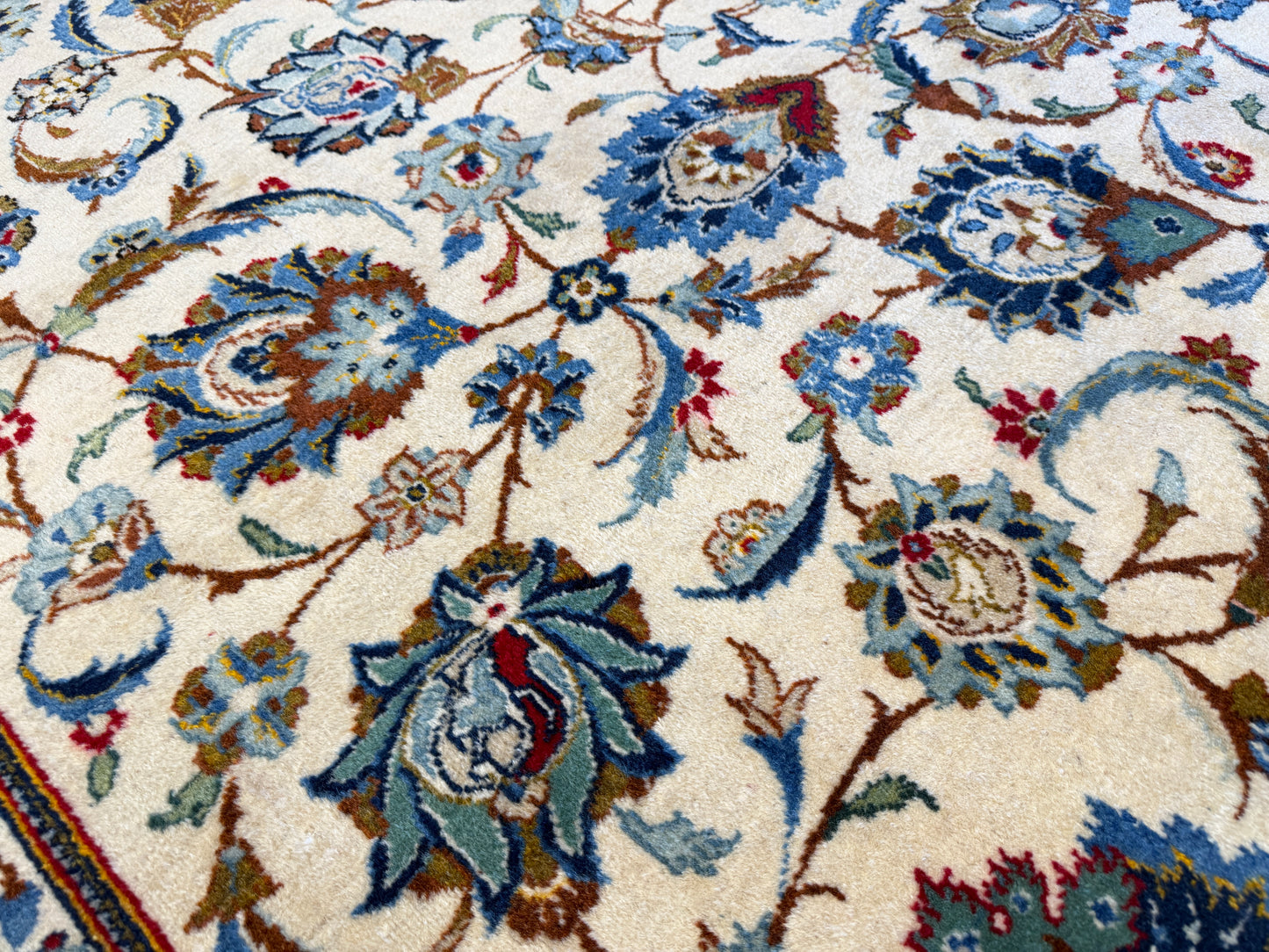 9’9”x13’1” Antique Hand-Knotted Persian Kashan All-over Signed Sanaee Area Rug