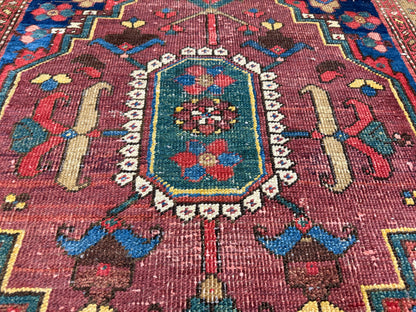 Hand-Knotted Antique Heriz Runner - 3’3”x17’9”
