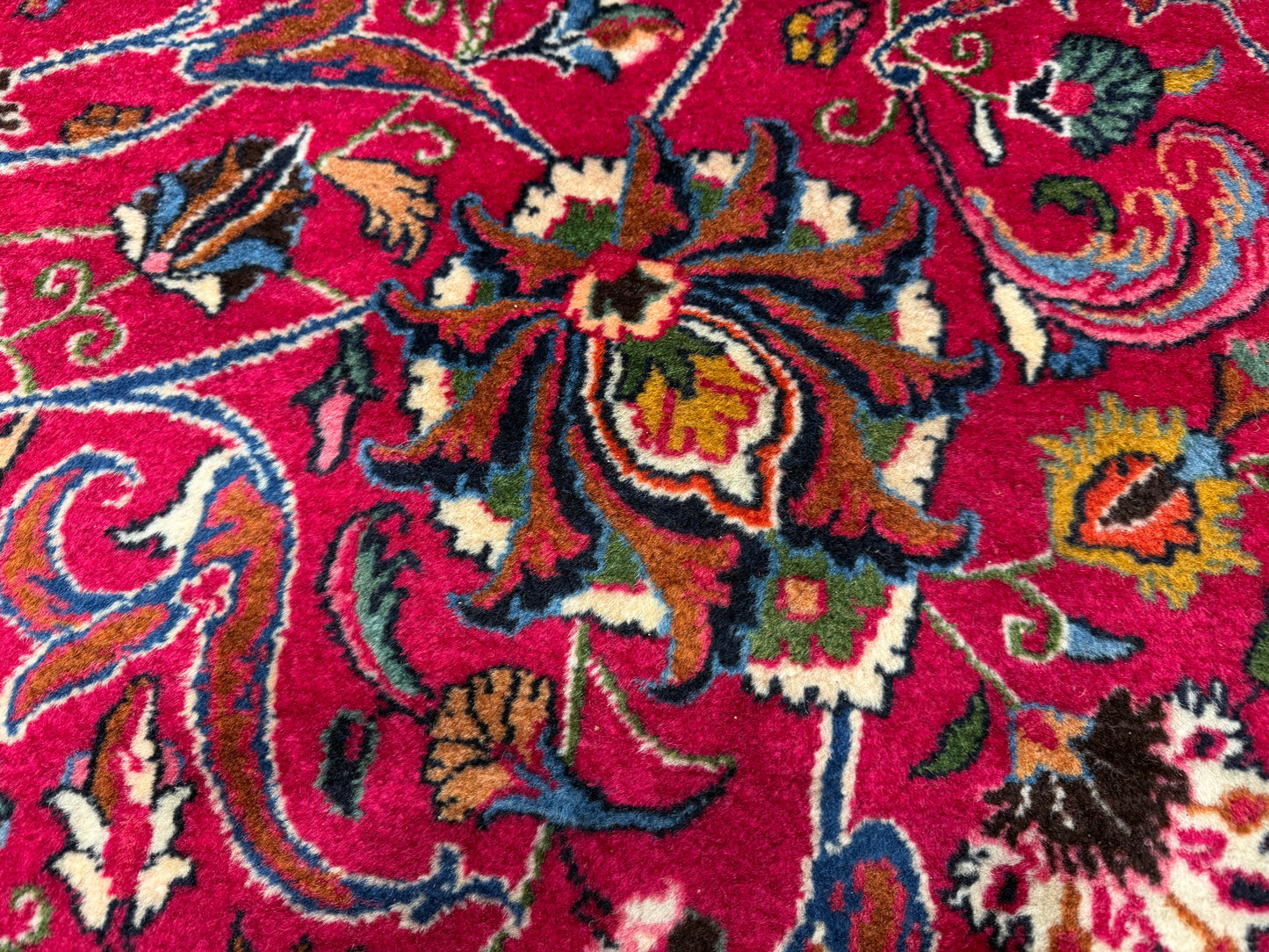 11’6”x16’5” Hand-Knotted Very Fine Wool Persian Mashad Signed Area Rug Handmade