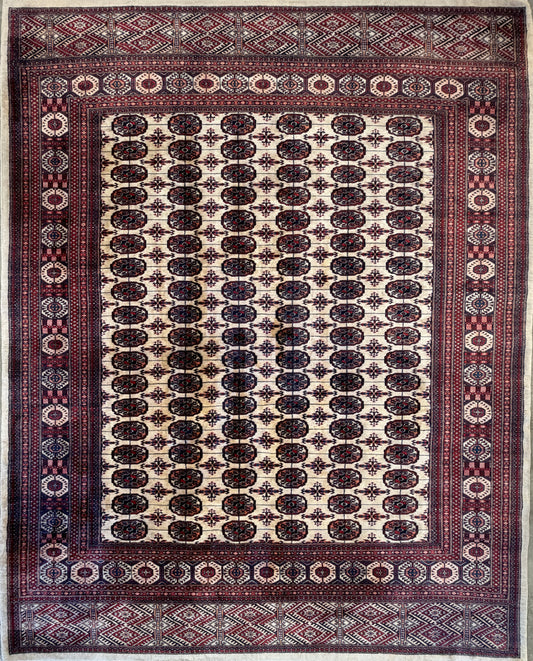 8’2”x10’2” Hand-Knotted Wool Bokhara Area Rug