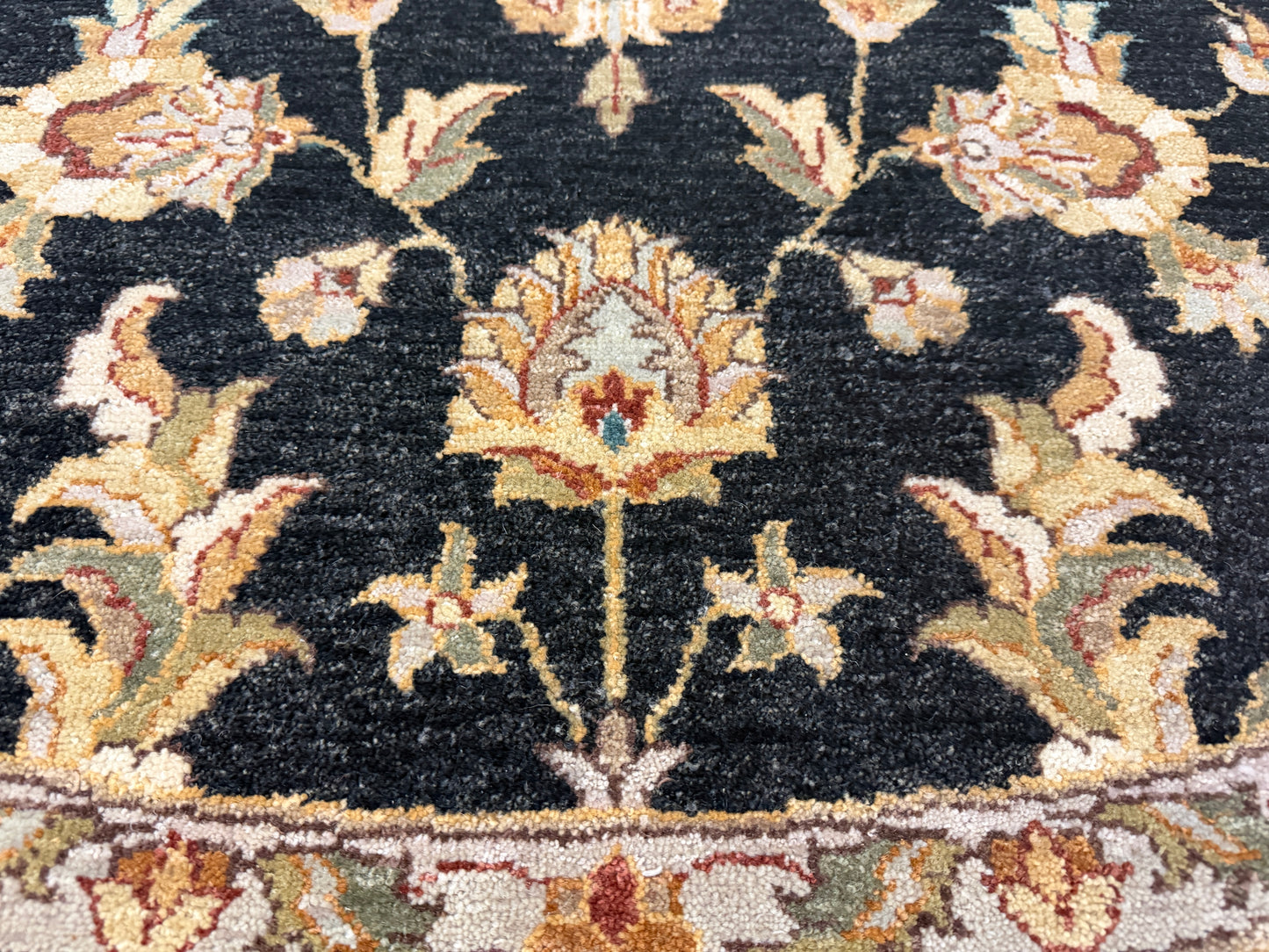 8’ Diameter Hand-Knotted Wool Indian Round Oriental Rug - 8x8 Handmade Carpet