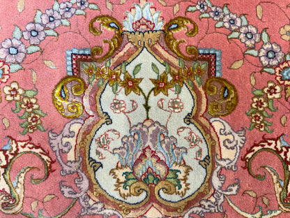 9’9”x13’9” Very Fine Hand-Knotted Persian Tabriz 80 Raj Signed Area Rug