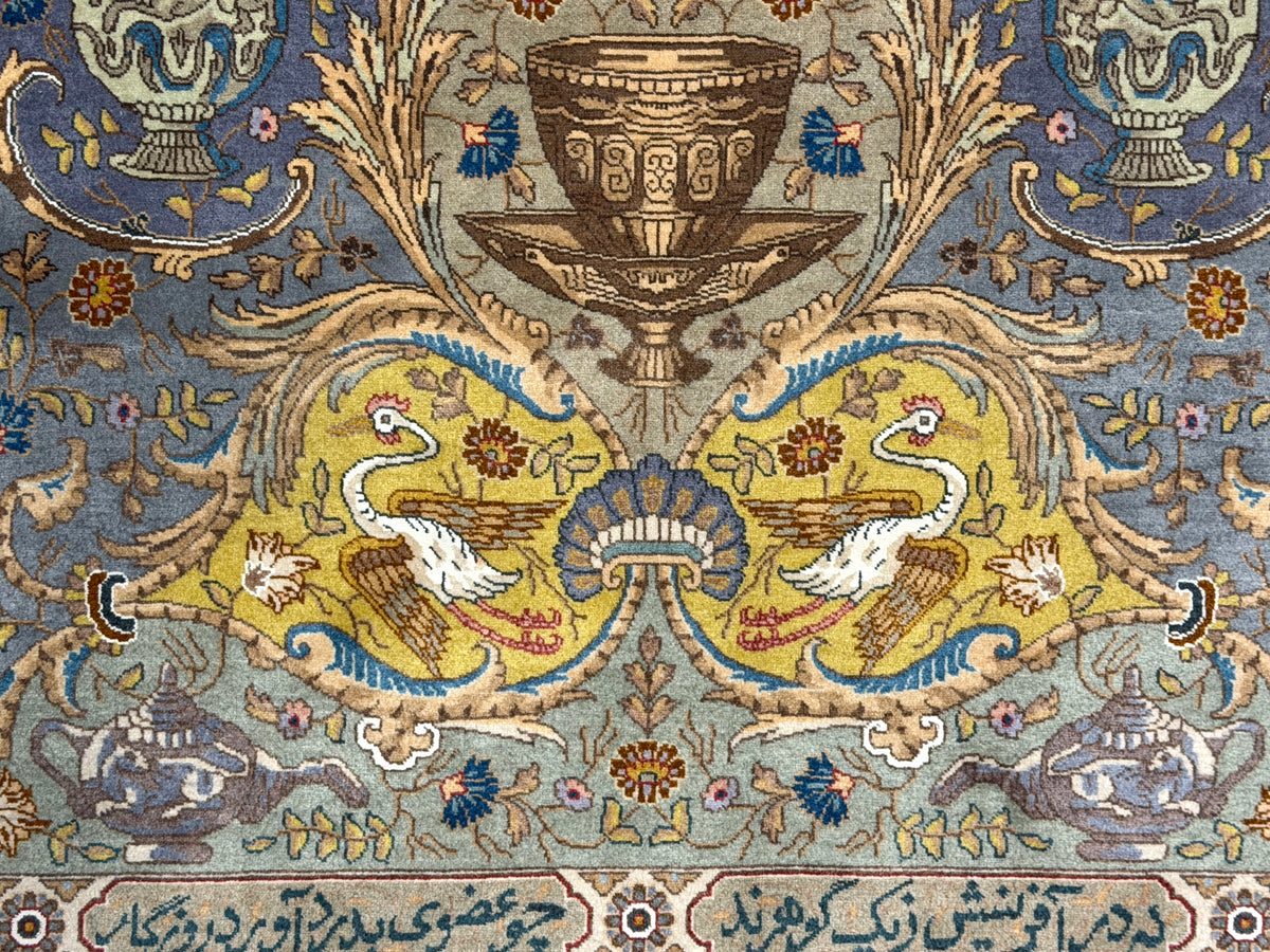 Hand-Knotted 60 Raj Pictorial Persian Tabriz Rug - Signed Nazeri - 5'10"x8'3"
