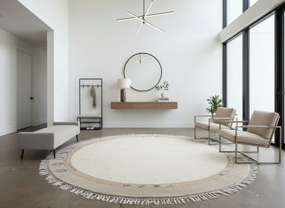 8’ Diameter Hand-Knotted Wool Indian Round Gabbeh Rug - 8x8 Handmade Carpet