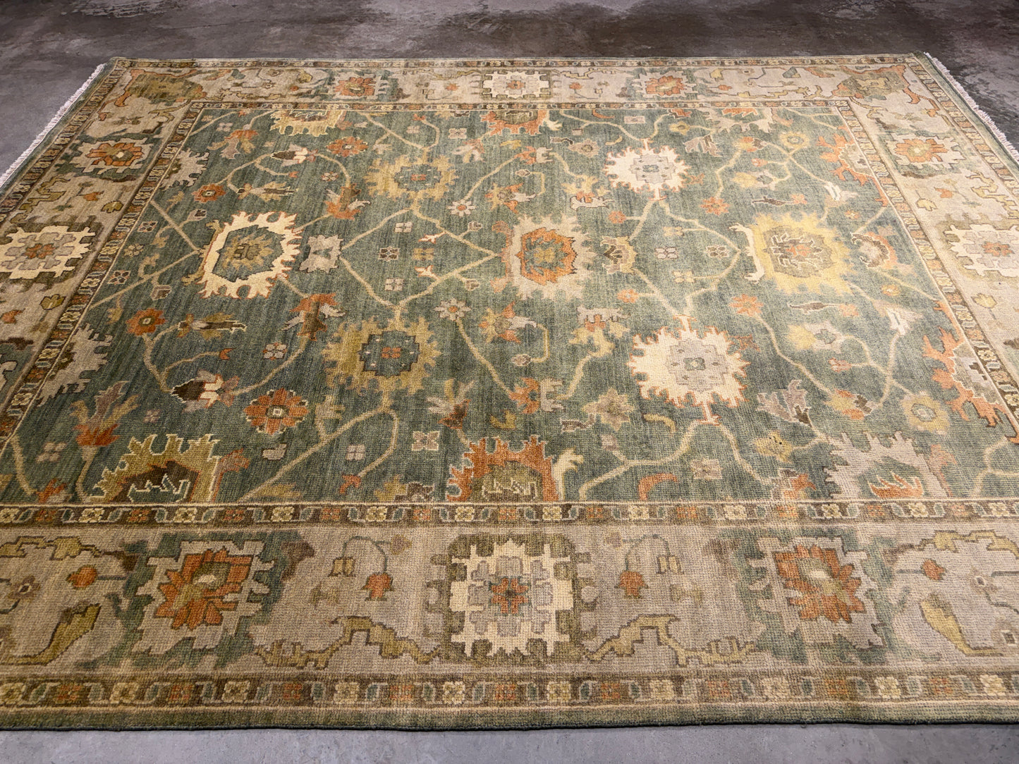 8’x10’ Hand-Knotted Wool Oushak Area Rug