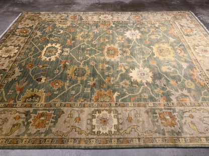 8’x10’ Hand-Knotted Wool Oushak Area Rug