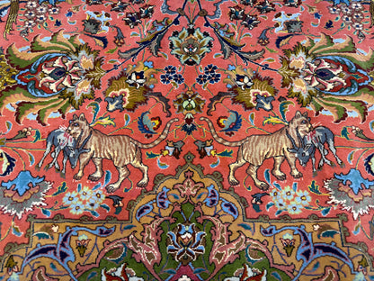 11’7”x17’2” Very Fine Hand-Knotted Signed Persian Tabriz Pictorial Area Rug