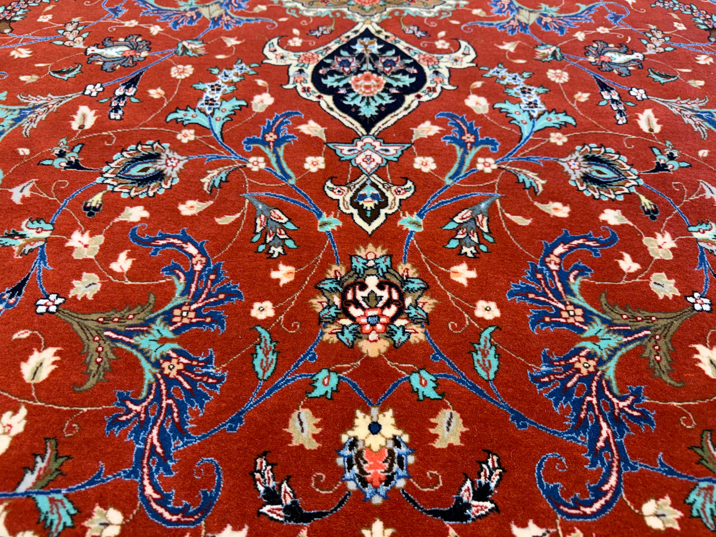 9’8”x13’3” Very Fine Hand-Knotted Persian Tabriz 80 Raj Signed Emad Fakher Area Rug