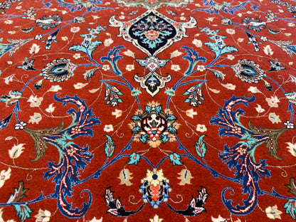 9’8”x13’3” Very Fine Hand-Knotted Persian Tabriz 80 Raj Signed Emad Fakher Area Rug