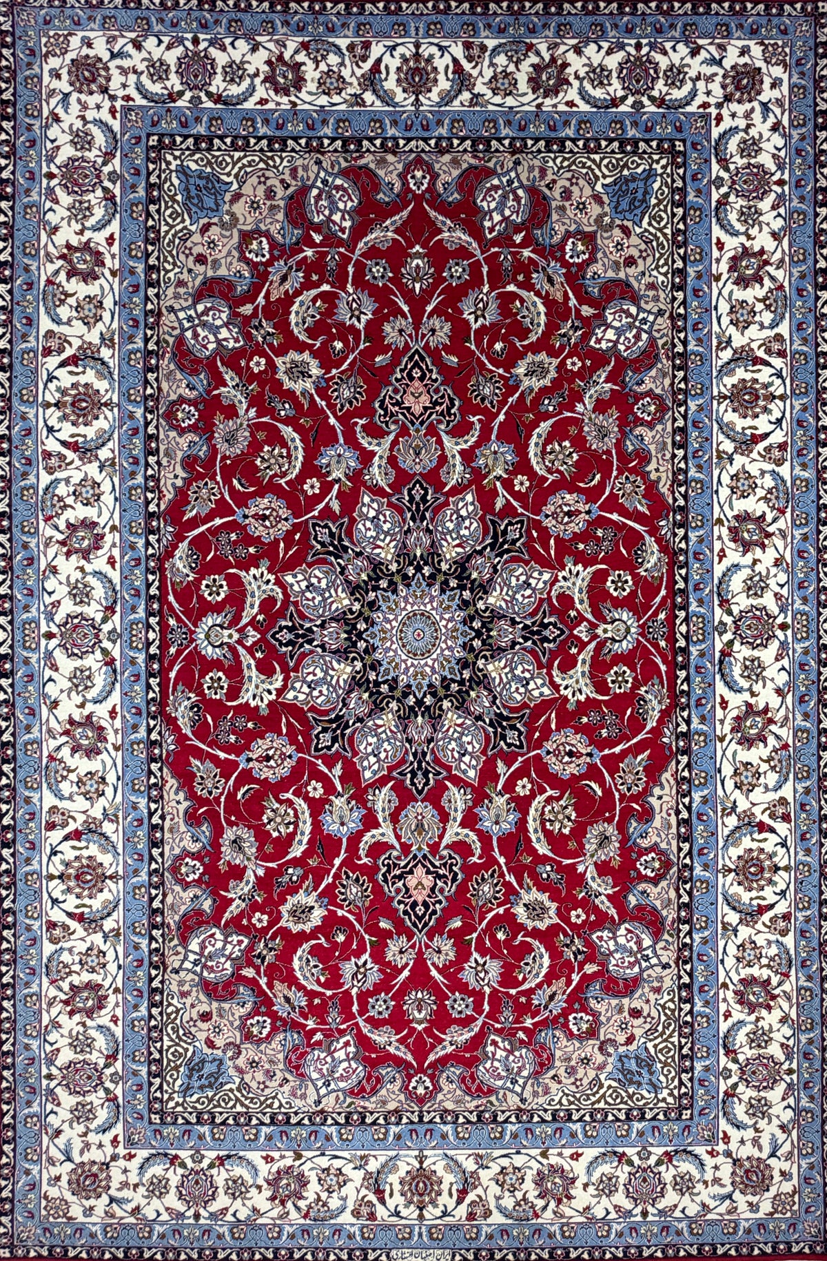 Hand-Knotted Persian Isfahan Rug - Signed Enteshari - 6'7"x9'10"