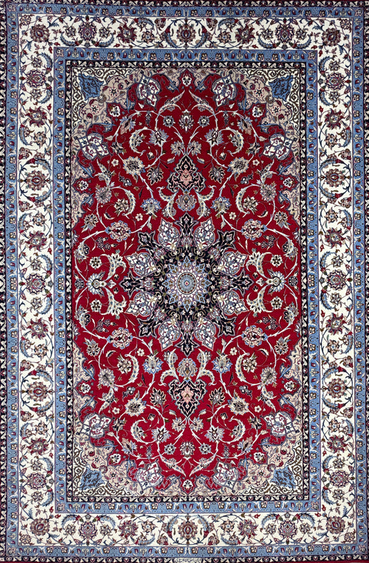 Hand-Knotted Persian Isfahan Rug - Signed Enteshari - 6'7"x9'10"