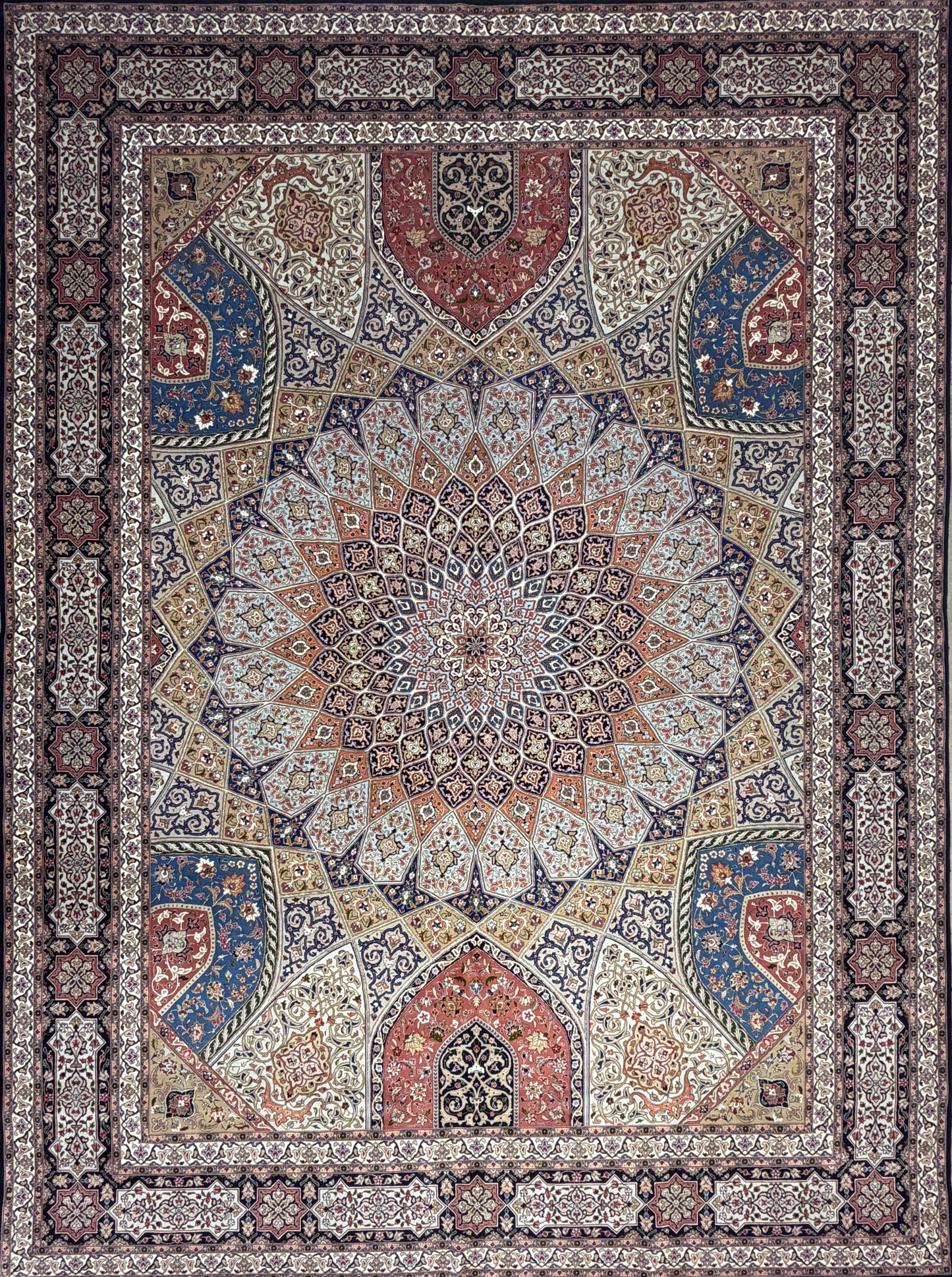 Hand-Knotted 60 Raj Persian Tabriz Rug - Dome Design - 10’x13’4”