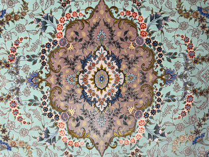 Hand-Knotted 80 Raj Persian Tabriz Rug - 4'10"x7'