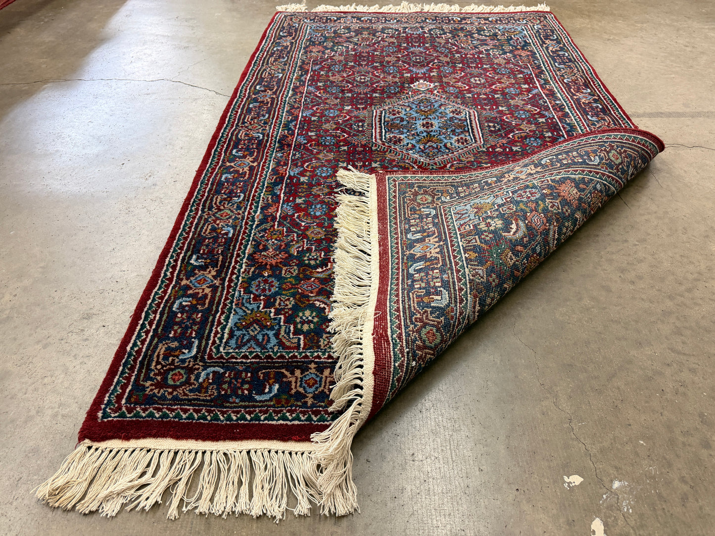 3’4”x5’6” Fine Hand-Knotted Wool IndoBidjar Persian Rug 3x5 Burgundy Handmade Carpet