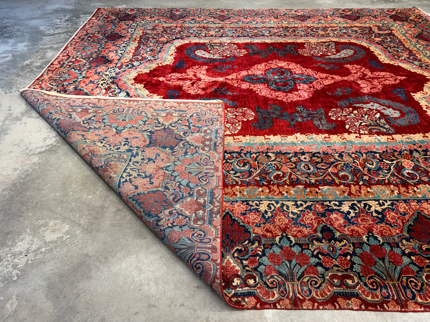 11’7”x12’10” Hand-Knotted Persian Sarouk Area Rug