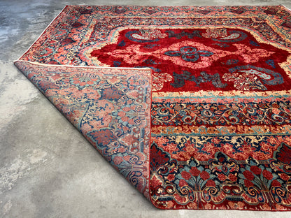 11’7”x12’10” Hand-Knotted Persian Sarouk Area Rug
