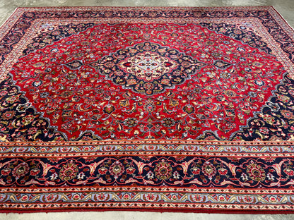 9’6”x12’6” Hand-Knotted Persian Kashan Area Rug