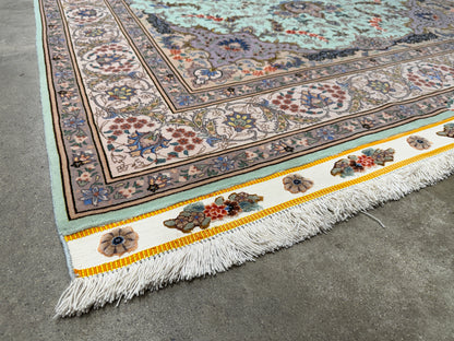 Hand-Knotted 80 Raj Persian Tabriz Rug - 4'10"x7'