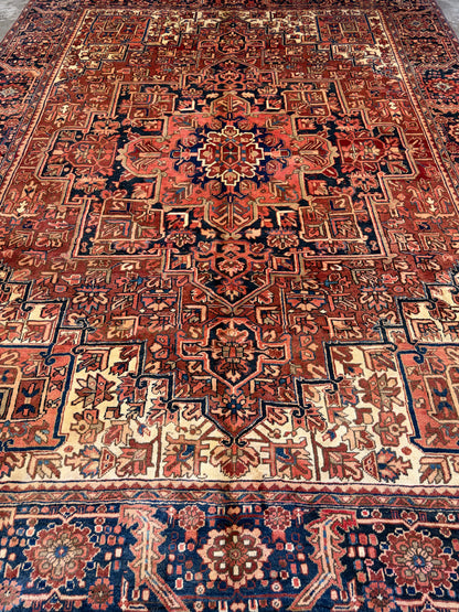 9’4”x12’4” Hand-Knotted Persian Heriz Ahar Area Rug