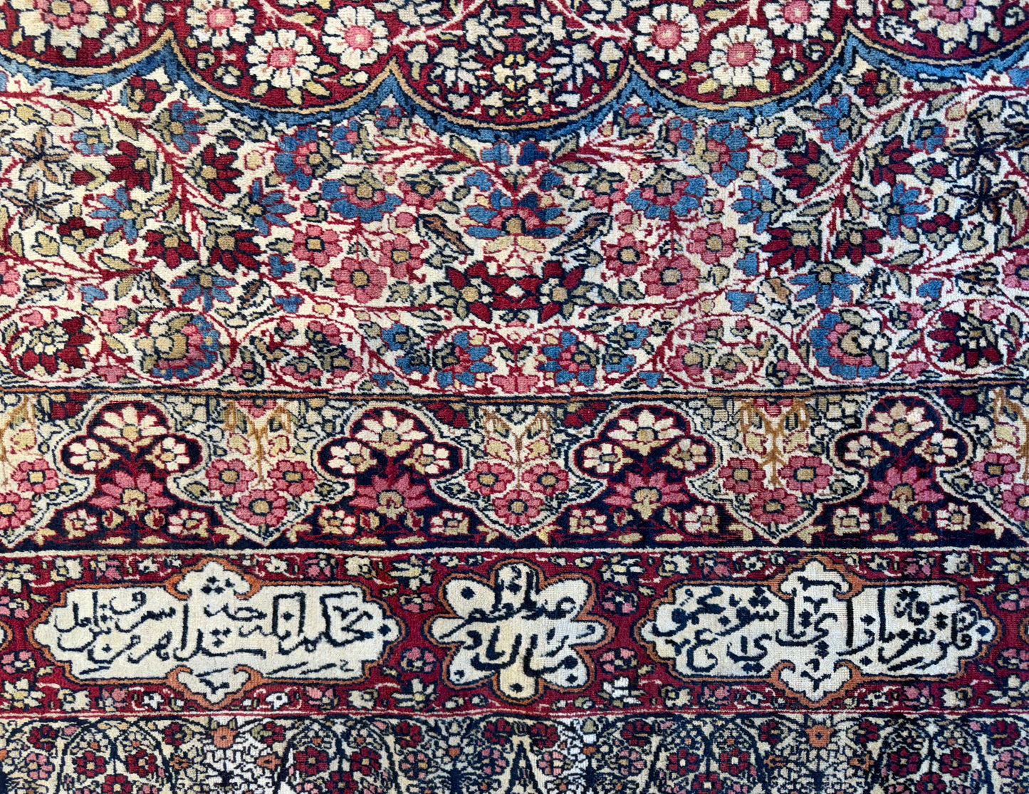 12’11”x21’7” Very Fine Collector Antique Hand-Knotted Signed Persian Kerman Area Rug