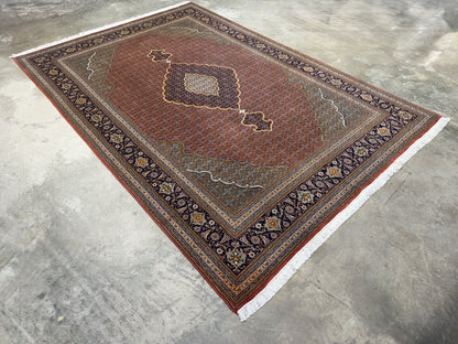 Hand-Knotted Persian Tabriz Mahi Rug - 6'8"x10'1"