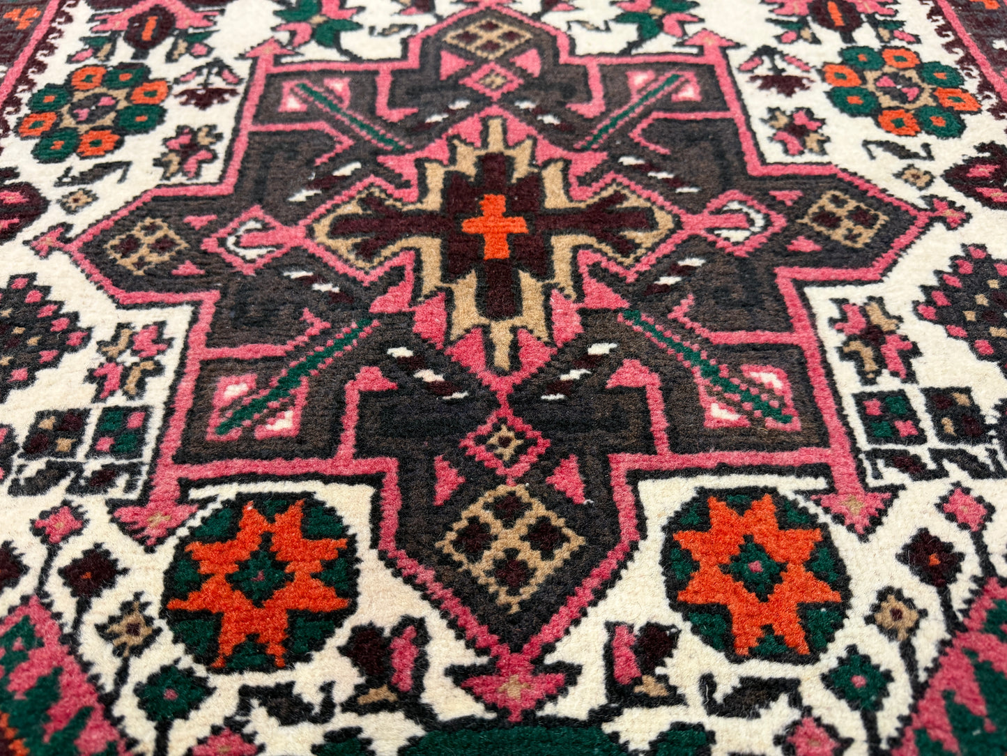 3’1”x18’4” Hand-Knotted Wool Heriz Persian Runner 3x18 Handmade Pink Rug