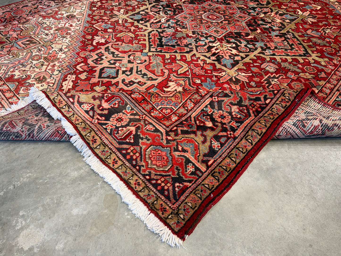 8’3”x11” Hand-Knotted Persian Heriz Wool Area Rug