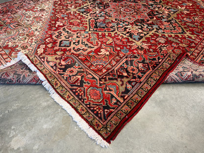 8’3”x11” Hand-Knotted Persian Heriz Wool Area Rug