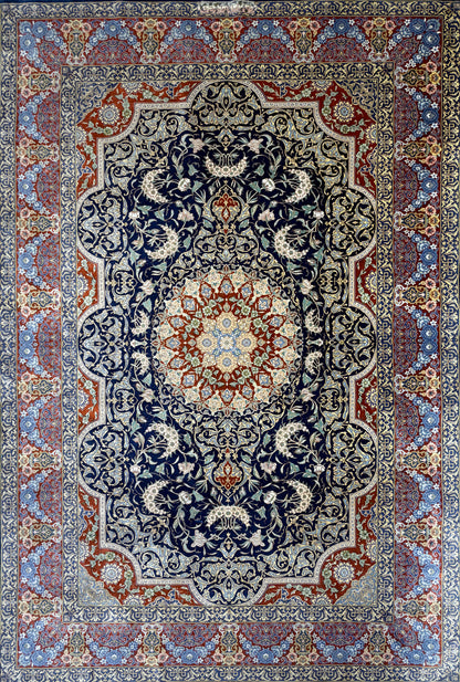Hand-Knotted Silk Persian Qum Rug - Signed Ahmadi - 4’6”x6’7”